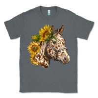 Charcoal Heather appaloosa horse with sunflowers Classic Tee - LillyAllenDesigns