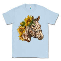 Dusty Blue appaloosa horse with sunflowers Classic Tee - LillyAllenDesigns