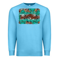 Ocean Blue cowhide gemstone leather background Premium Sweatshirt - FaDigitalArtStudio