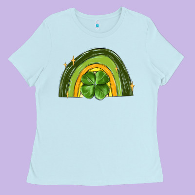 St Patrick S Day Shamrock Rainbow Ladies Tee Designed By Maliassmallbusiness