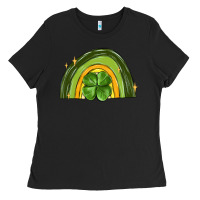 Black st patrick s day shamrock rainbow Ladies Tee - MaliasSmallBusiness