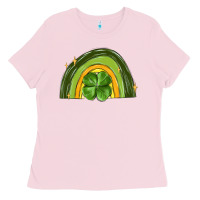 Bubblegum Pink st patrick s day shamrock rainbow Ladies Tee - MaliasSmallBusiness