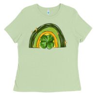 Matcha st patrick s day shamrock rainbow Ladies Tee - MaliasSmallBusiness