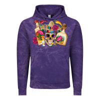 Cloud Purple mexican skull sombrero tequila bottle paper roses Vintage Hoodie - Artiststas