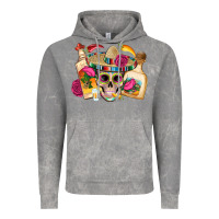 Cloud Rock mexican skull sombrero tequila bottle paper roses Vintage Hoodie - Artiststas