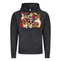 Vintage Black mexican skull sombrero tequila bottle paper roses Vintage Hoodie - Artiststas