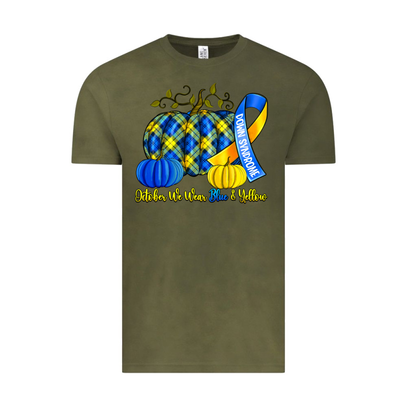 October We Wear Blue And Yellow With Pumpkins Vintage Tee by Artiststas | Teevron