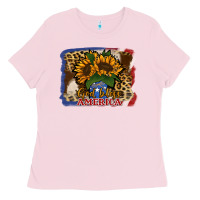 Bubblegum Pink Patriotic Sunflower God Bless America Ladies Tee - Jasminsmagicworld