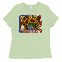 Patriotic Sunflower God Bless America Ladies Tee | Teevron