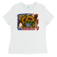 White Patriotic Sunflower God Bless America Ladies Tee - Jasminsmagicworld