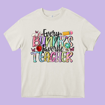 Every Bunnys Favorite Teacher Heavy Core Tee Designed By Maliassmallbusiness
