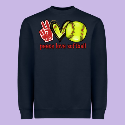 Peace Love Softball Heavyweight Sweatshirt Designed By Howdyjamesfarm