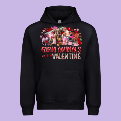 Farm Animals Is My Valentine Urban Hoodie Designed By Racoondesign