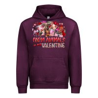 Mauve Wine farm animals is my valentine Urban Hoodie - RacoonDesign