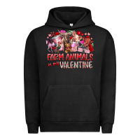 Pigment Black farm animals is my valentine Urban Hoodie - RacoonDesign