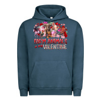 Pigment Midnight Navy farm animals is my valentine Urban Hoodie - RacoonDesign