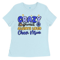 Baby Blue crazy proud always loud cheer mom Ladies Tee - MaliasSmallBusiness