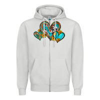 Dove Grey western leopard turquoise cowhide hearts olivia Zipper Hoodie - OliviaCreatesArt