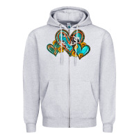 Heather Grey western leopard turquoise cowhide hearts olivia Zipper Hoodie - OliviaCreatesArt