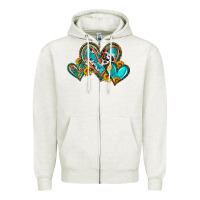 Oatmeal Heather western leopard turquoise cowhide hearts olivia Zipper Hoodie - OliviaCreatesArt