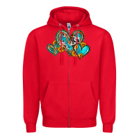 Red western leopard turquoise cowhide hearts olivia Zipper Hoodie - OliviaCreatesArt