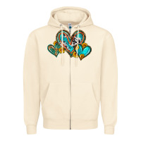 Sandshell western leopard turquoise cowhide hearts olivia Zipper Hoodie - OliviaCreatesArt