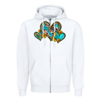 White western leopard turquoise cowhide hearts olivia Zipper Hoodie - OliviaCreatesArt