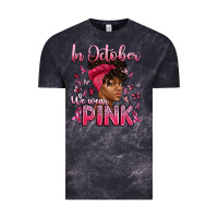 Cloud Black in october we wear pink with afro woman Vintage Tee - Artiststas