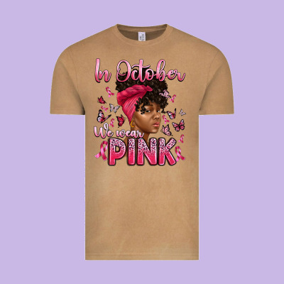 In October We Wear Pink With Afro Woman Vintage Tee Designed By Artiststas