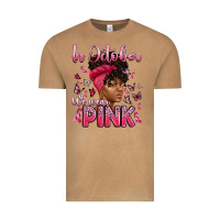 Vintage Camel in october we wear pink with afro woman Vintage Tee - Artiststas