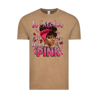 Vintage Coffee in october we wear pink with afro woman Vintage Tee - Artiststas