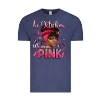 Vintage Denim in october we wear pink with afro woman Vintage Tee - Artiststas