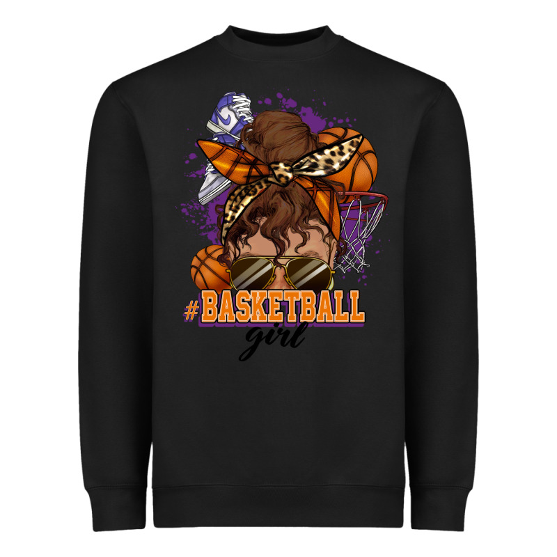 Messy Bun Basketball Girl Heavyweight Sweatshirt by HowdyJamesFarm | Teevron