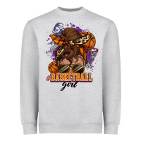 Heather Grey Messy bun Basketball girl Heavyweight Sweatshirt - HowdyJamesFarm
