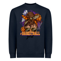 Navy Messy bun Basketball girl Heavyweight Sweatshirt - HowdyJamesFarm
