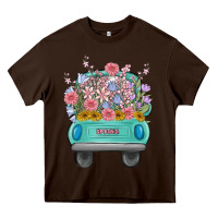 Chocolate Brown truck with flowers malia Heavy Core Tee - MaliasSmallBusiness