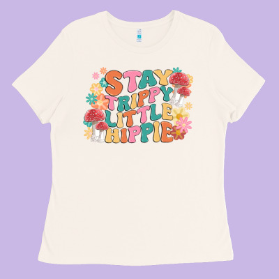 Stay Trippy Little Hippie Ladies Tee Designed By Maliassmallbusiness