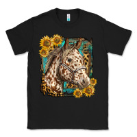 Black appaloosa horse with sunflowers and western background Classic Tee - LillyAllenDesigns