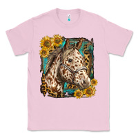 Bubblegum Pink appaloosa horse with sunflowers and western background Classic Tee - LillyAllenDesigns