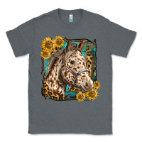 Charcoal Heather appaloosa horse with sunflowers and western background Classic Tee - LillyAllenDesigns