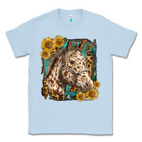 Dusty Blue appaloosa horse with sunflowers and western background Classic Tee - LillyAllenDesigns