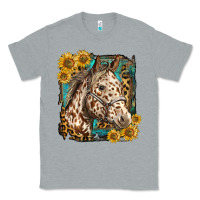 Heather Grey appaloosa horse with sunflowers and western background Classic Tee - LillyAllenDesigns