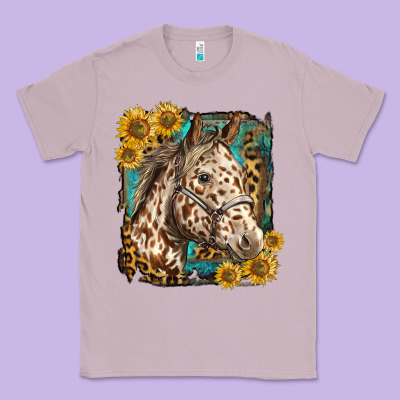 Appaloosa Horse With Sunflowers And Western Background Classic Tee Designed By Lillyallendesigns