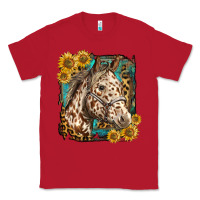 Red appaloosa horse with sunflowers and western background Classic Tee - LillyAllenDesigns