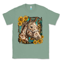 Sage appaloosa horse with sunflowers and western background Classic Tee - LillyAllenDesigns