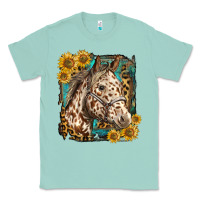 Seafoam appaloosa horse with sunflowers and western background Classic Tee - LillyAllenDesigns