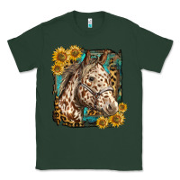 Sports Green appaloosa horse with sunflowers and western background Classic Tee - LillyAllenDesigns