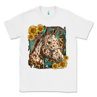 White appaloosa horse with sunflowers and western background Classic Tee - LillyAllenDesigns