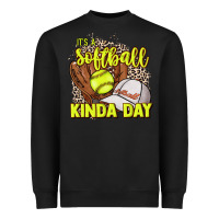 Black It's a Softball kinda day leopard Heavyweight Sweatshirt - HowdyJamesFarm