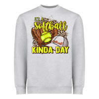 Heather Grey It's a Softball kinda day leopard Heavyweight Sweatshirt - HowdyJamesFarm
